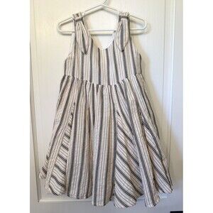 NWT Rachel Zoe Girl's Sundress 4 Striped Cream Tan Black 100% Cotton Lined Flowy